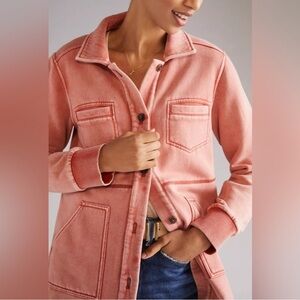 Anthropologie Pilcro Fleece Shirt Jacket Washed Pink Size S